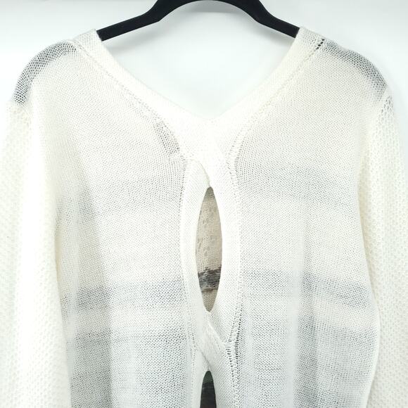 Hinge Retro Sheer Wool Mohair Blend Sheer Lace Open Knit Nordic Stripe Sweater M - Picture 8 of 10